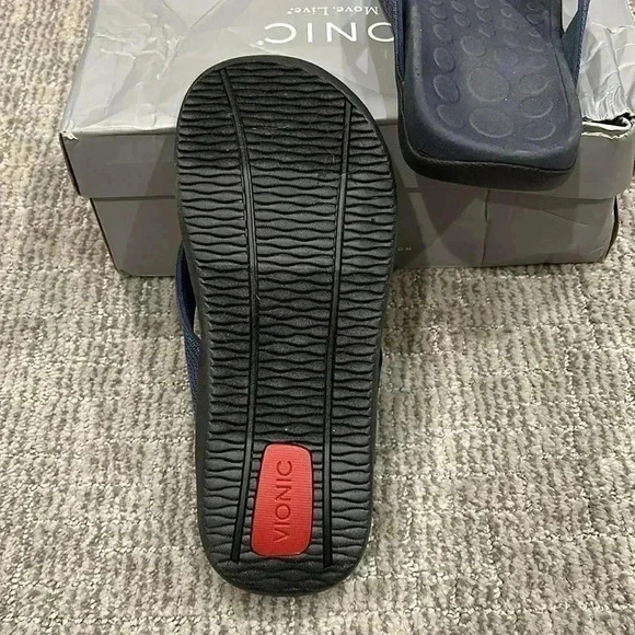 Vionic 44 Wave Orthotic BLUE Thong Sandals 7 Navy - Picture 6 of 6